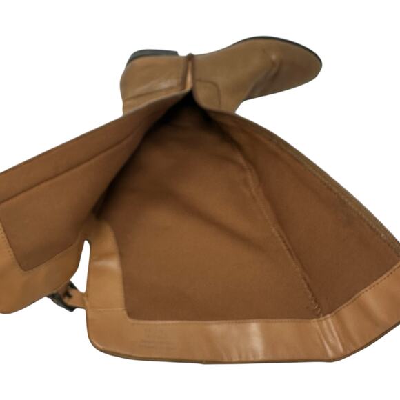 ALDO Tall Midcalf Riding Boots Womens Sz 8 Camel Brown Leather Expandable Calf - Picture 9 of 15